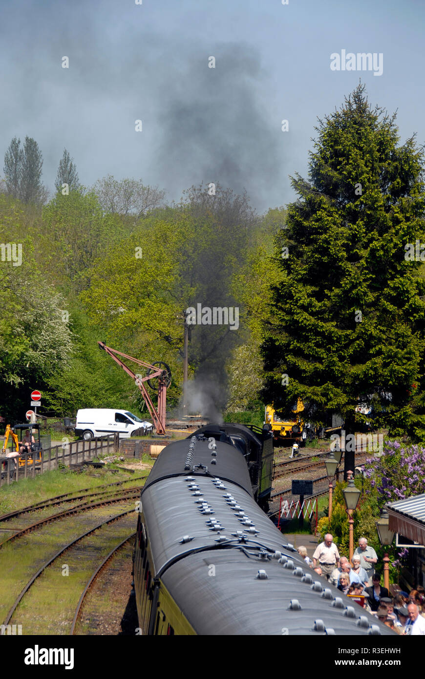 Le Royal Scot train à la gare de Shrewsbury, Shropshire, Angleterre. Banque D'Images
