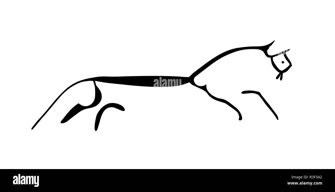 Cheval blanc Uffington géoglyphe ancienne illustration symbole Banque D'Images