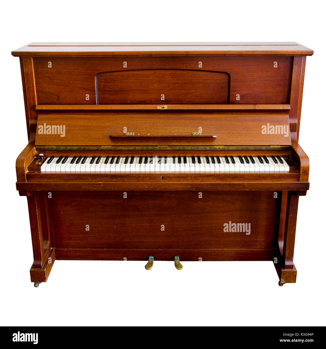Piano brun isolé sur fond blanc Banque D'Images