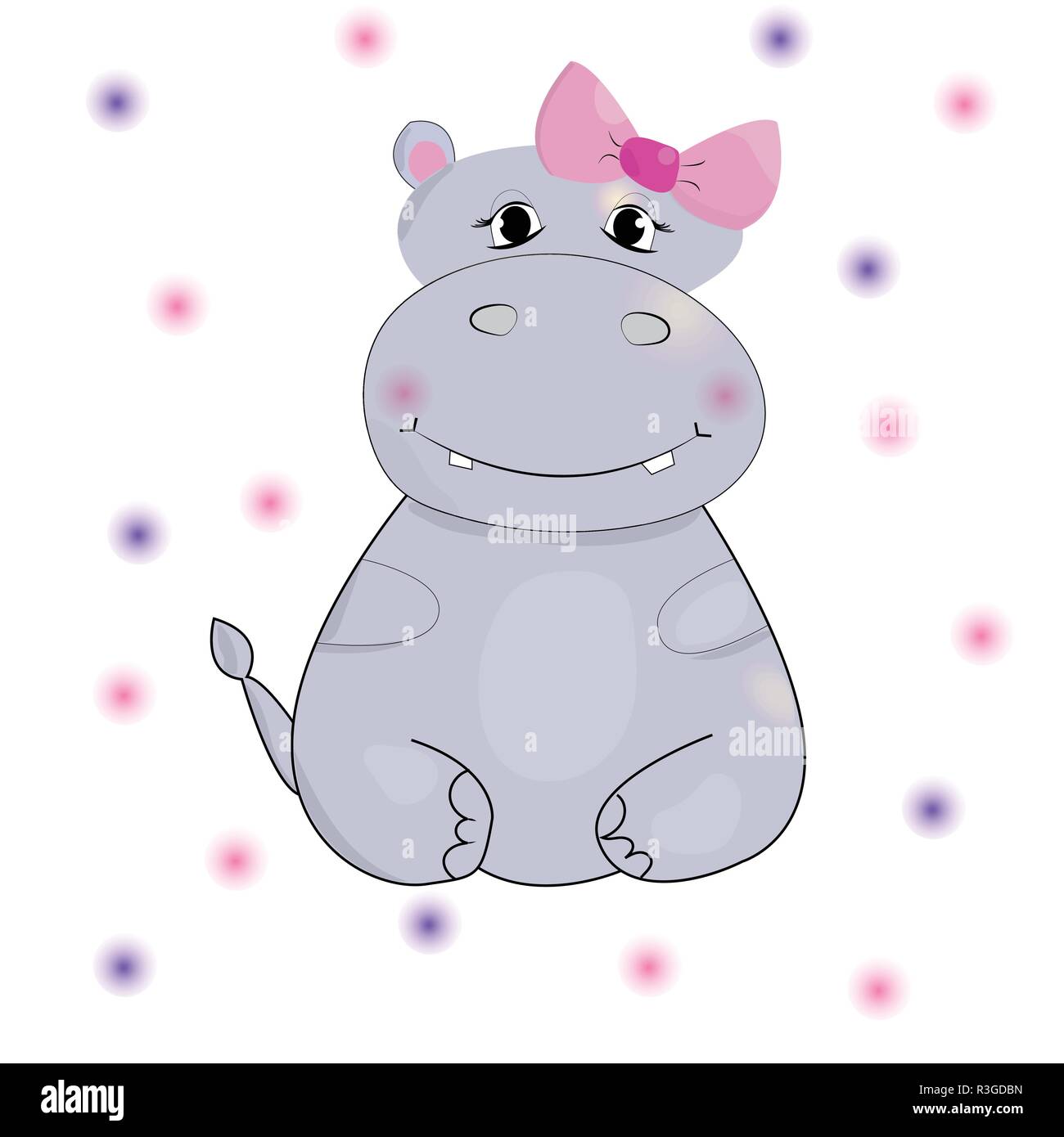 Cute Cartoon Hippo Isole Sur Un Fond Blanc Carte De Vœux Pour La Conception D Affiches T Shirt Invitation De Douche De Bebe Chambre Decor Imprimer Sur Le Mur P Image Vectorielle Stock