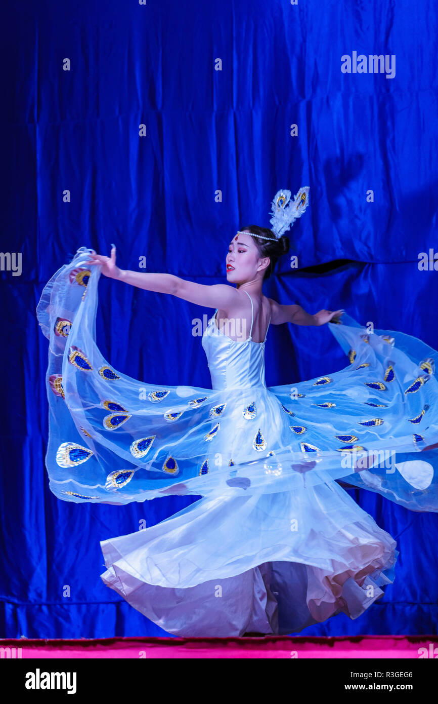 Los Angeles, 21 NOV : acrobates chinois & Dancers de Moonlight Forest Festival le Nov 21, 2018 à Los Angeles Banque D'Images