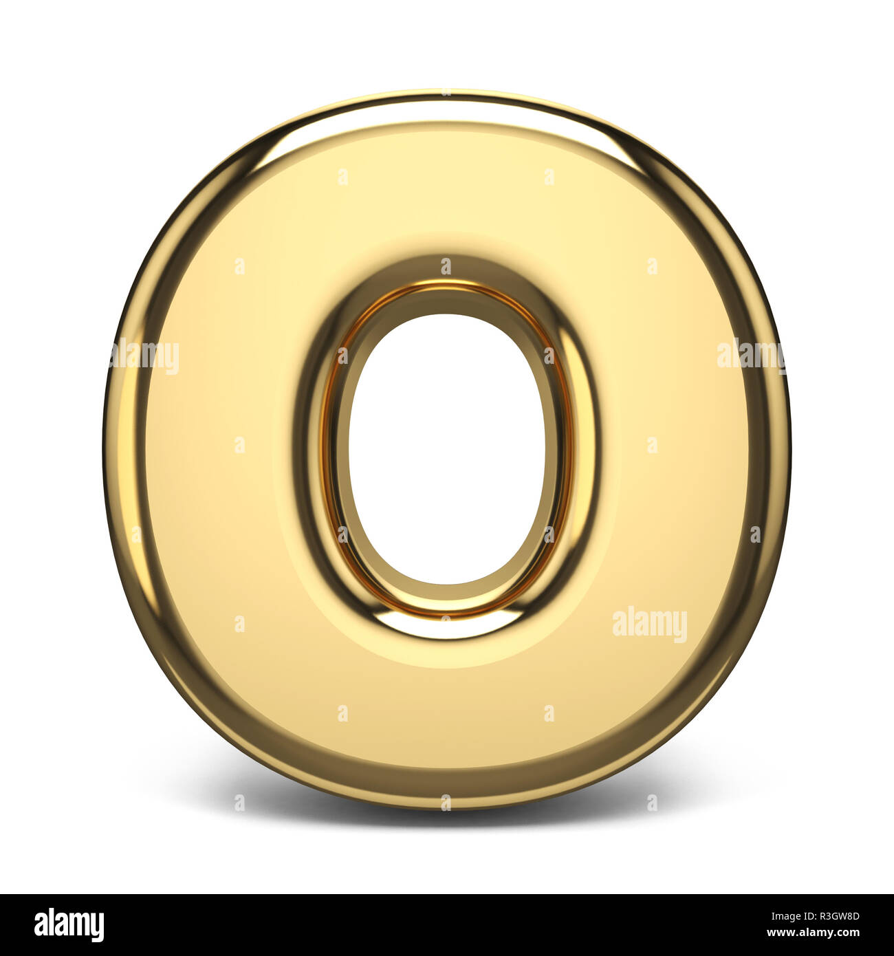 Golden font lettre O 3D render illustration isolé sur fond blanc Banque D'Images