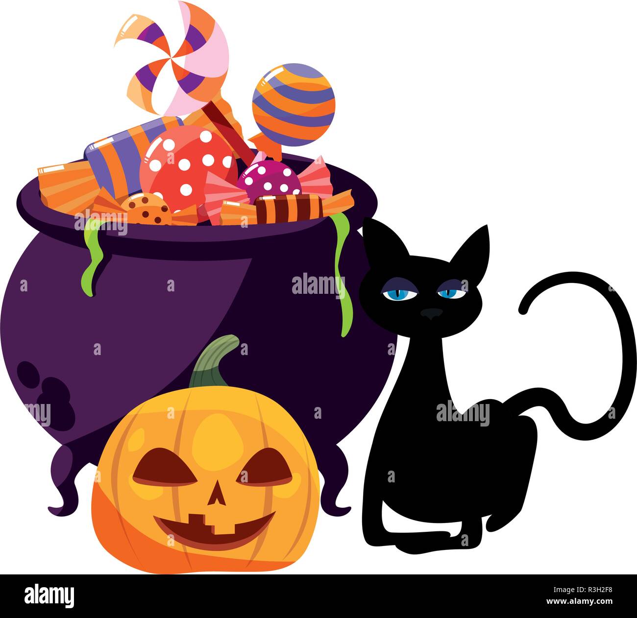 Chat Et De Citrouille Halloween Bonbons Chaudron Vector Illustration Image Vectorielle Stock Alamy Chat Et De Citrouille Halloween Bonbons Chaudron Vector Illustration Image Vectorielle Stock Alamy