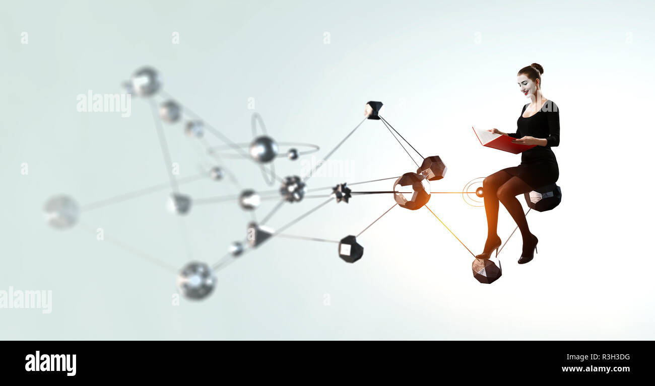 Jeune femme mime. Technique mixte Banque D'Images