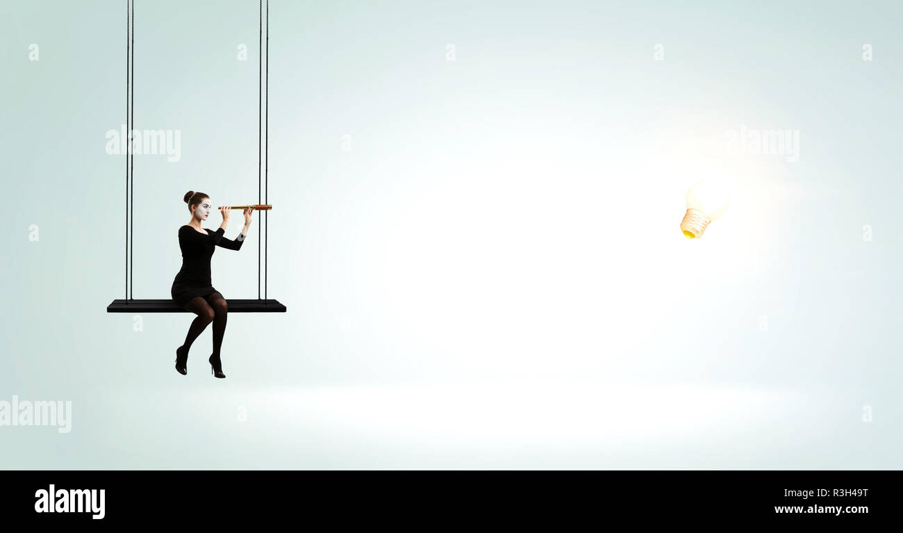 Jeune femme mime. Technique mixte Banque D'Images