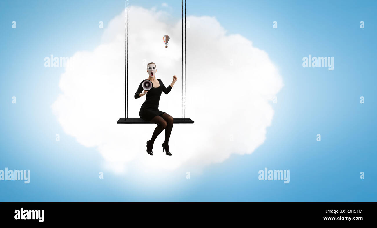 Jeune femme mime. Technique mixte Banque D'Images