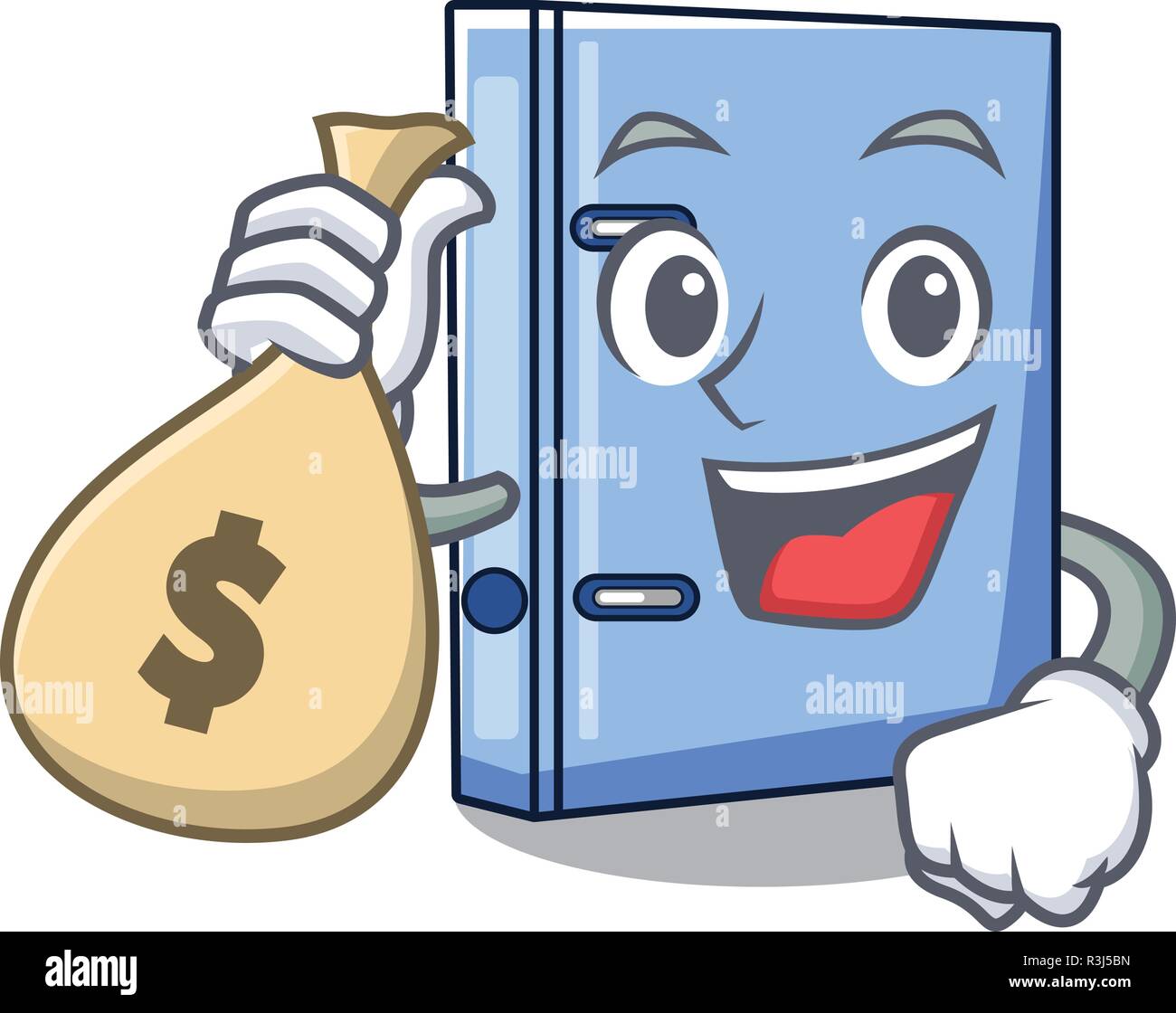 Avec de l'argent avec le sac cartable bureau metal cartoon Image  Vectorielle Stock - Alamy