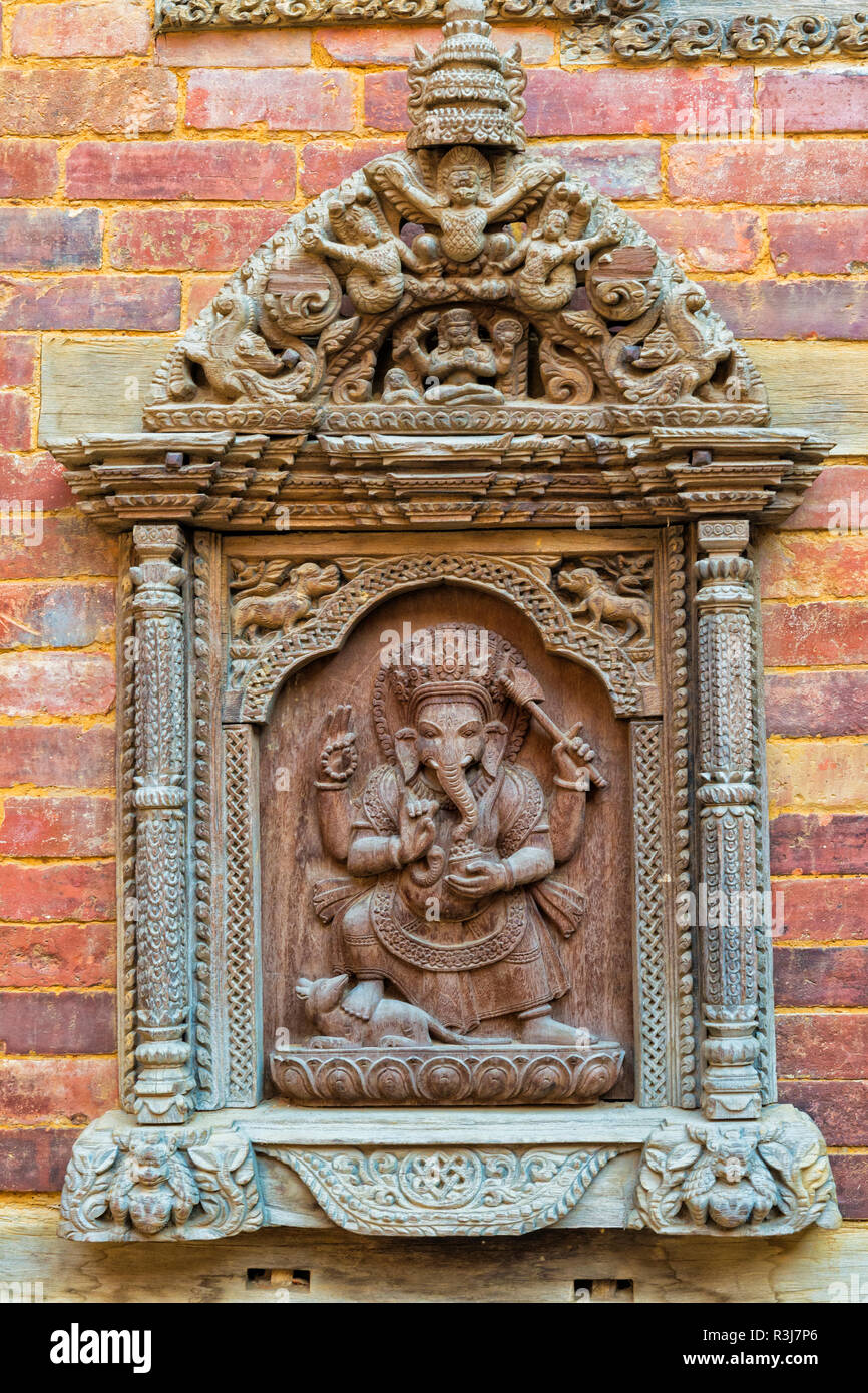 Mul Chowk, courtyard Wall statues sculptées, Hanuman Dhoka Palais Royal, Patan Durbar Square, site du patrimoine mondial de l'UNESCO Banque D'Images