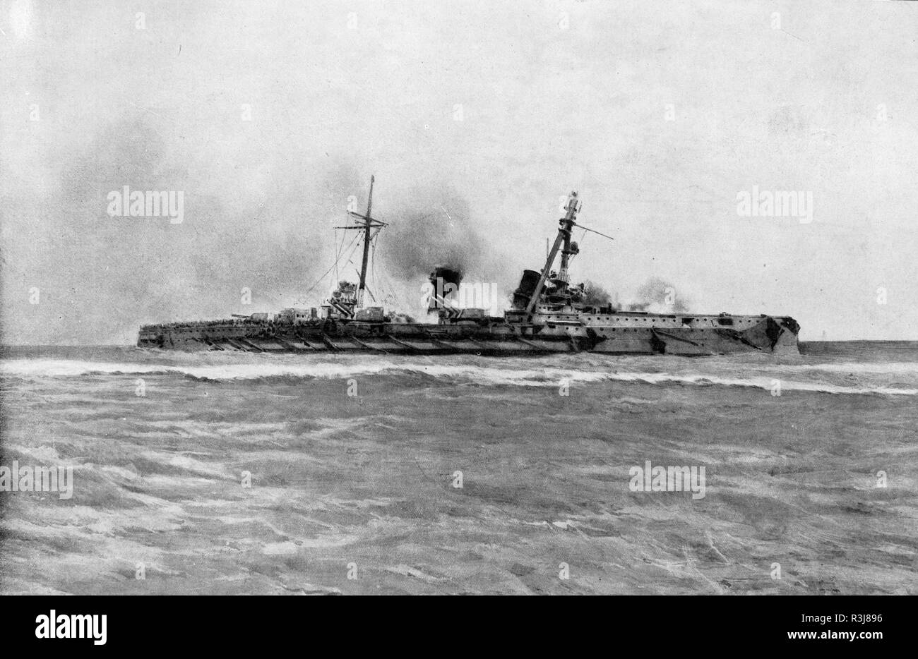Croiseur allemand Blucher naufrage, 1915, mer du Nord Banque D'Images
