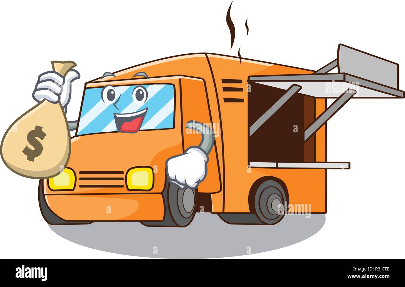 Avec de l'argent rendu cartoon sac de forme camion alimentaire Illustration de Vecteur