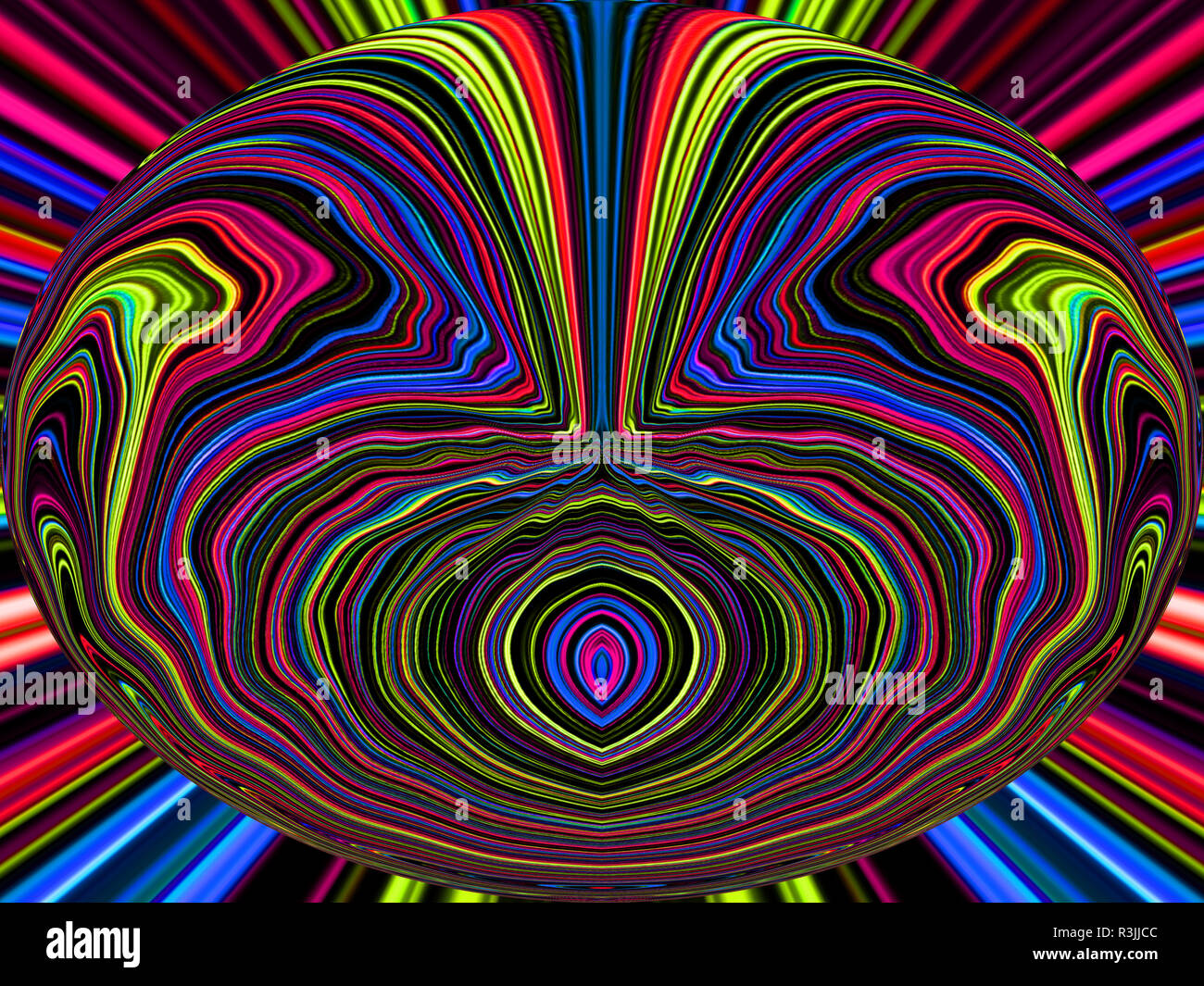 La couleur des lignes et courbes crée des images fantastiques. Tableau abstrait - images psychédéliques. Banque D'Images