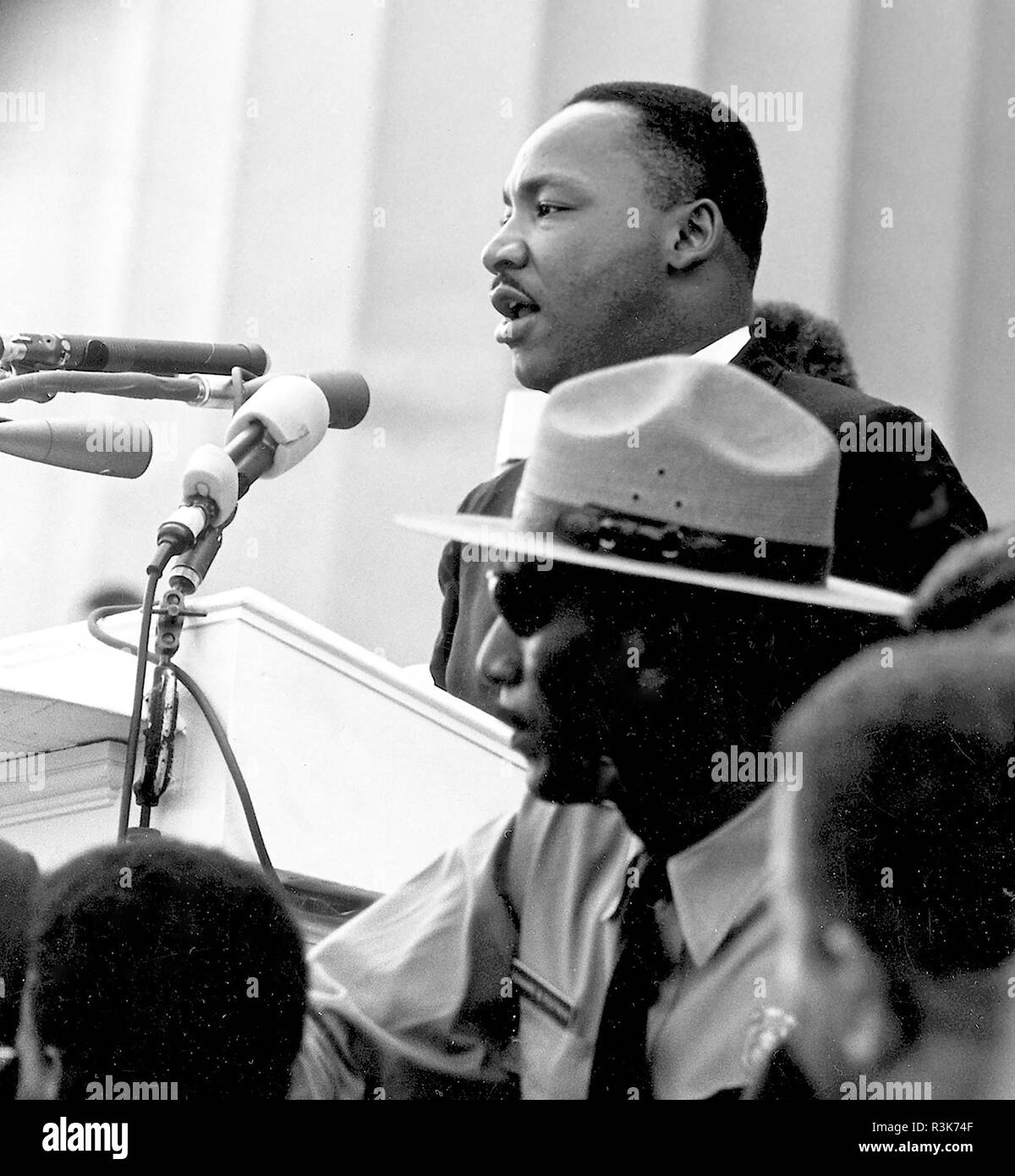MARTIN LUTHER KING (1929-1968) leader des droits civiques aux États-Unis de faire ses "J'ai fait un rêve" discours à la Marche sur Washington le 28 août 1963. Photo : Bibliothèque du Congrès Banque D'Images