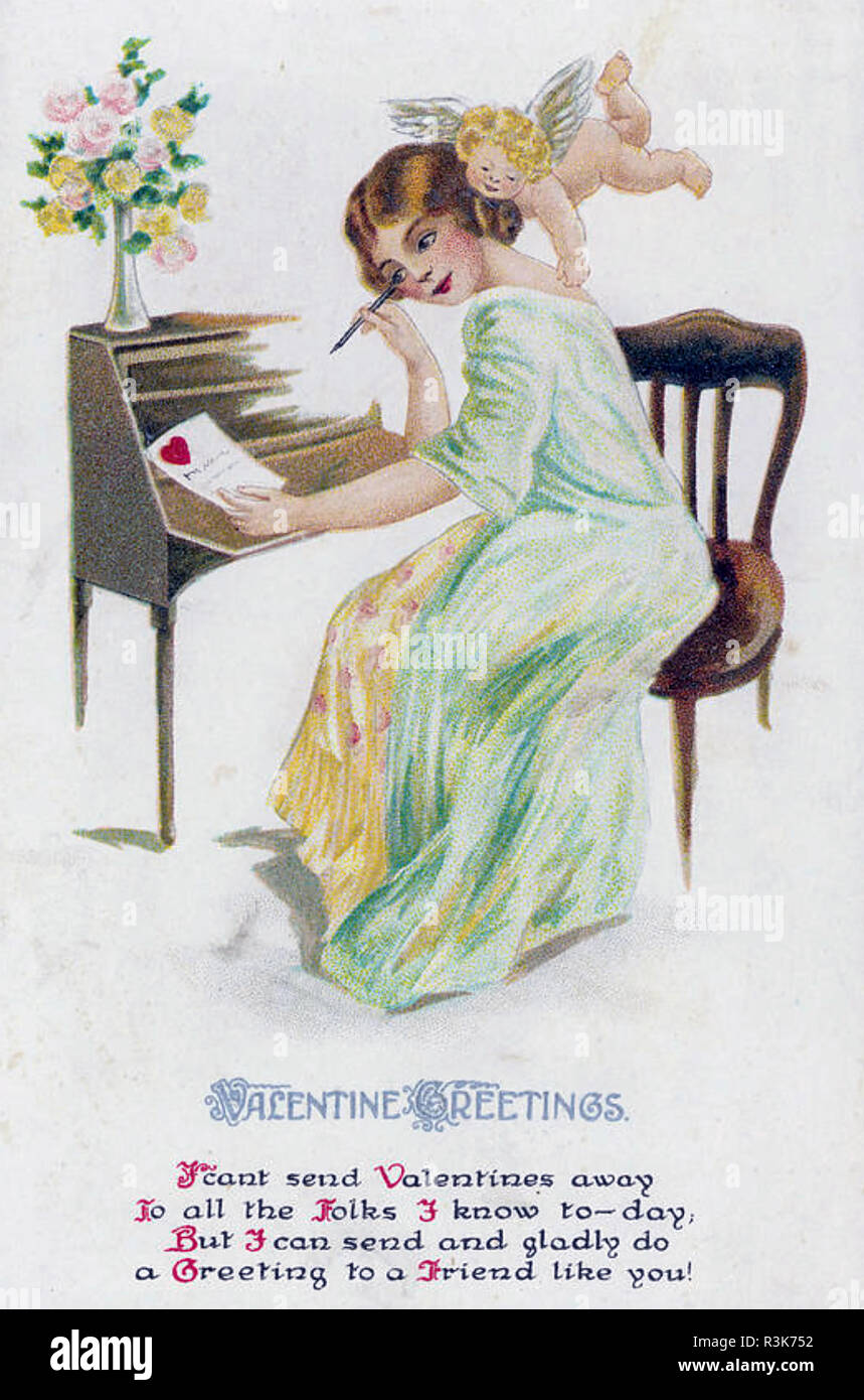 Carte de la Saint-Valentin à propos de 1910 Banque D'Images