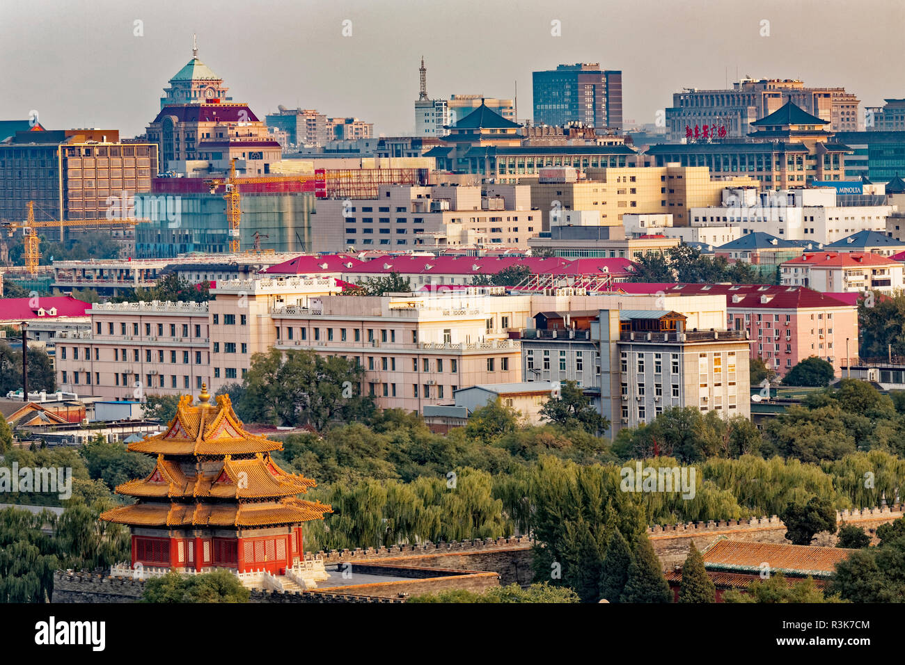 Portrait de la Cité Interdite, du Parc Jingshan, Beijing, Chine Banque D'Images
