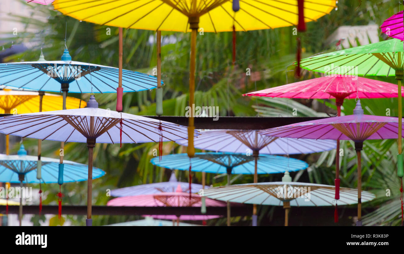 Décoration parapluie à Tianzifang, une enclave d'art et d'artisanat dans la concession française, Shanghai, Chine Banque D'Images