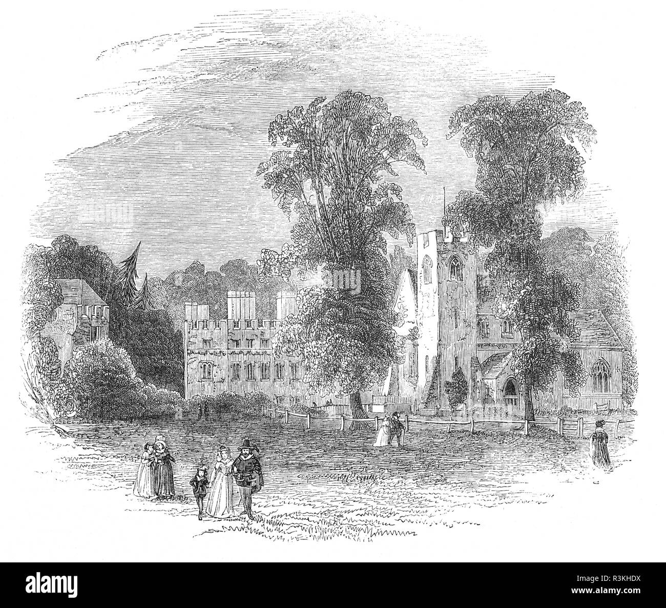 Hampden House est une maison de campagne dans le village de Great Hampden, entre mont et de Princes Risborough dans Buckinghamshire. Le noyau de la maison actuelle est la période élisabéthaine, mais la plus grande partie de la maison d'origine a été reconstruite en brique dans le 17e siècle, cela a été à nouveau modifié au xviiie siècle. Aussi sur le terrain se trouve l'église paroissiale, tenant un monument à John Hampden, le célèbre patriote, qui sont morts de blessures reçues à la bataille de Chalgrove pendant la guerre civile anglaise en 1643 pour la lutte contre les parlementaires. Banque D'Images
