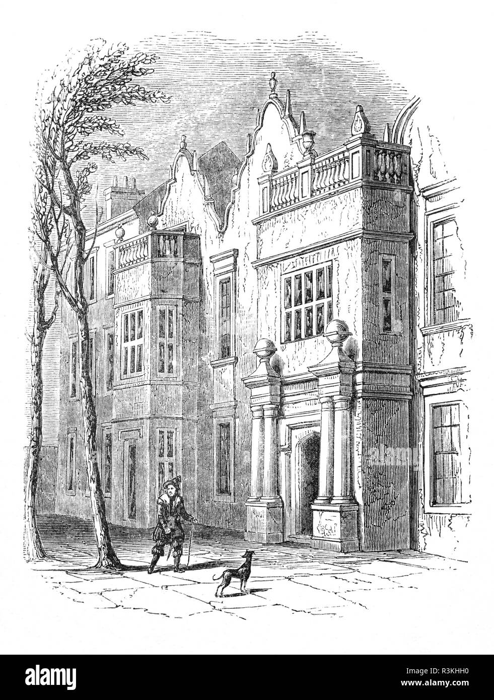 Anderson Place, Newcastle upon Tyne, situé entre les murs de la ville près des ruines d'un couvent franciscain, a été construit au 16ème siècle par Robert Anderson, et était également connu sous le nom de Frères gris ou la Newe Chambre. Le roi Charles I y a séjourné pendant sa captivité à Newcastle (1646-1647) sous les ordres du général Leven, qui plus tard a rompu avec le Parlement à l'appui de Charles I avant d'être défait par l'armée d'Oliver Cromwell à Dunbar en 1650. Banque D'Images