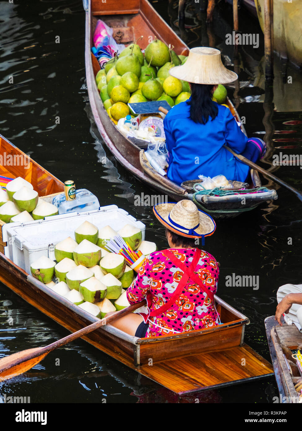 Sud-est de l'Asie, Thaïlande, Bangkok, Marché flottant de Damnoen Saduak, Thaïlande Banque D'Images