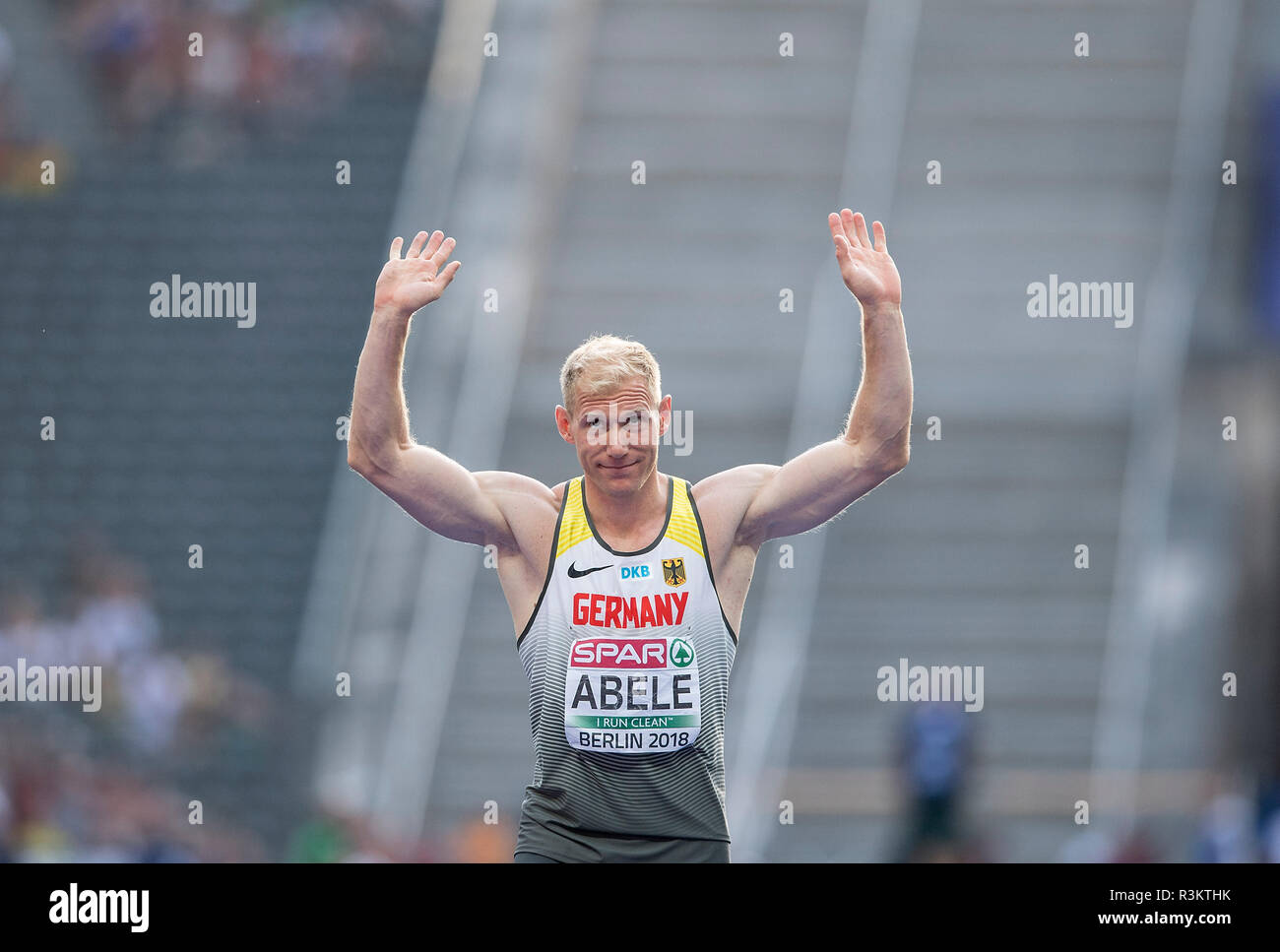 Berlin, Deutschland. Le 08 août, 2018. Arthur Abele, Allemagne, le geste, le geste, Decathlon, javelin sur 08.08.2018 Championnats d'Europe d'athlétisme 2018 à Berlin/Allemagne à partir de 06.08. - 12.08.2018. Utilisation dans le monde entier | Credit : dpa/Alamy Live News Banque D'Images