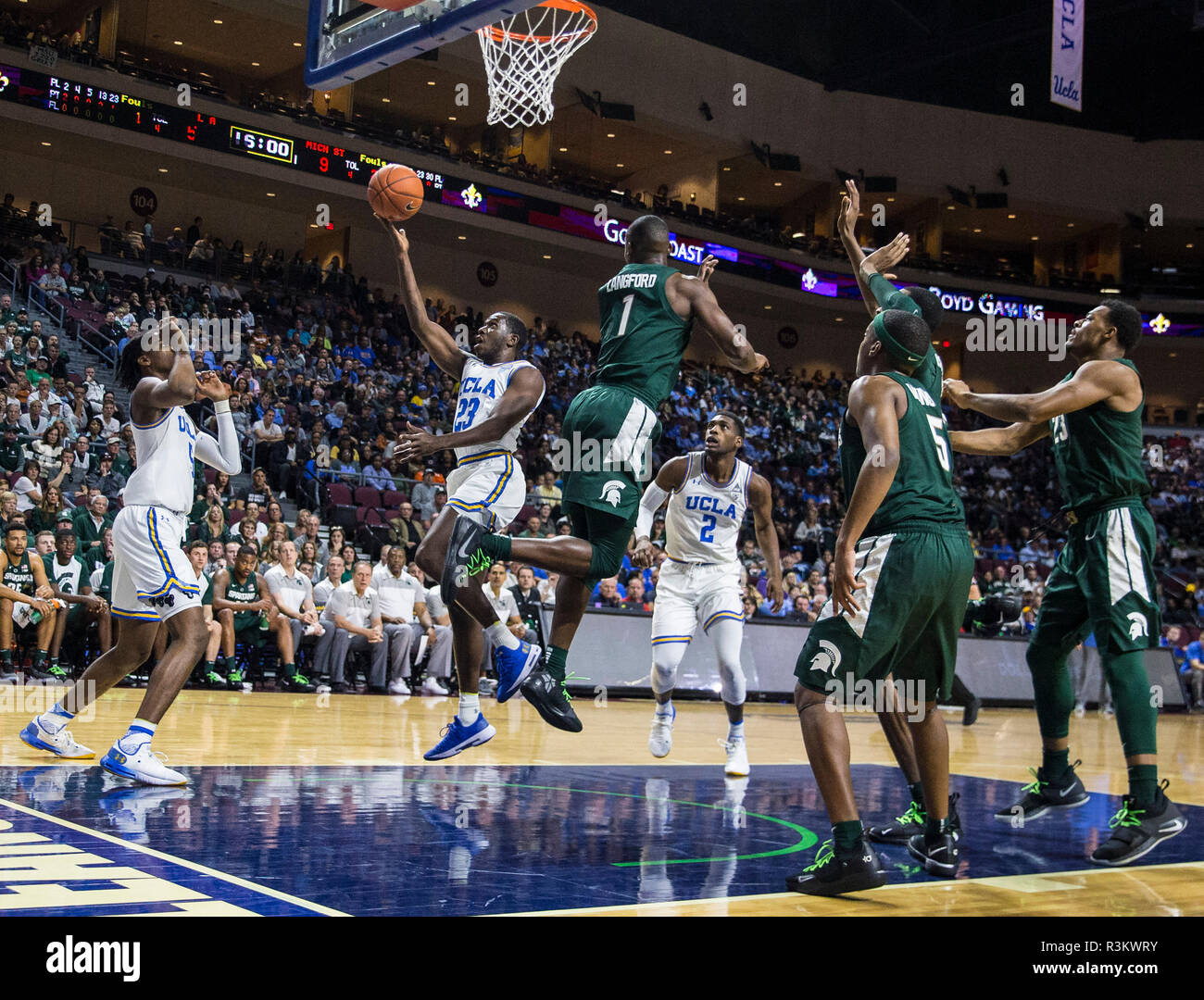 Nov 22 2018 Las Vegas, NV, États-Unis d'UCLA Bruins guard Prince Ali (23)lors de la NCAA Men's Basketball Continental Las Vegas Invitational entre UCLA Bruins et les Michigan State Spartans 67-87 a perdu à l'Orleans Arena de Las Vegas, NV. James Thurman / CSM Banque D'Images