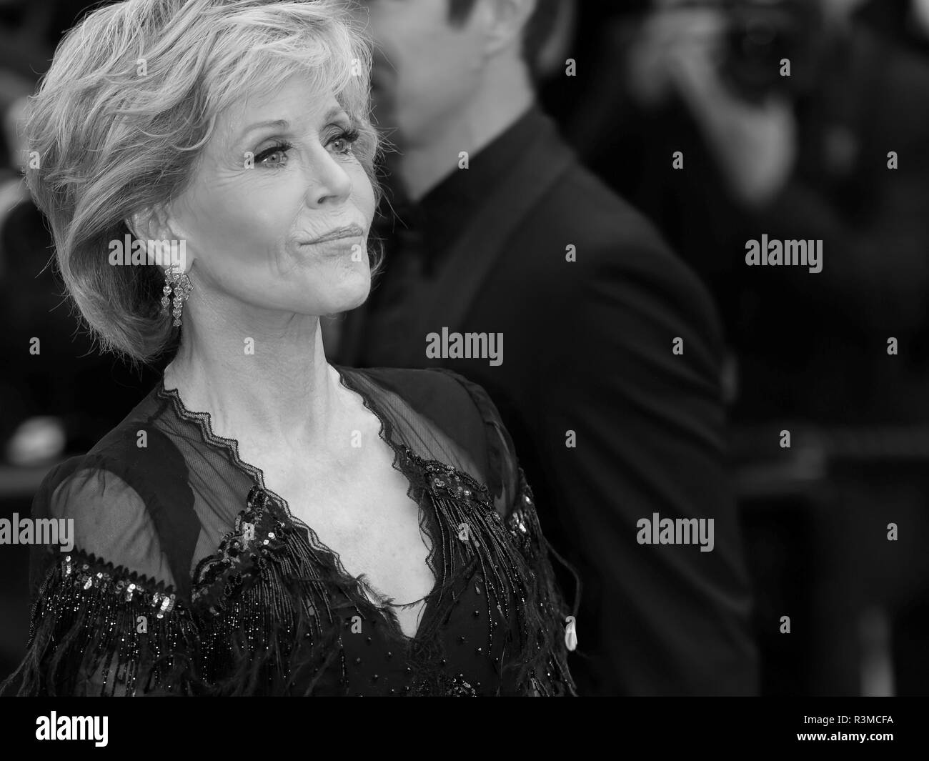 CANNES, FRANCE - 13 MAI 2018 : Jane Fonda, marche le tapis rouge pour le débrouiller projection au Festival de Cannes (Ph : Mickael Chavet) Banque D'Images