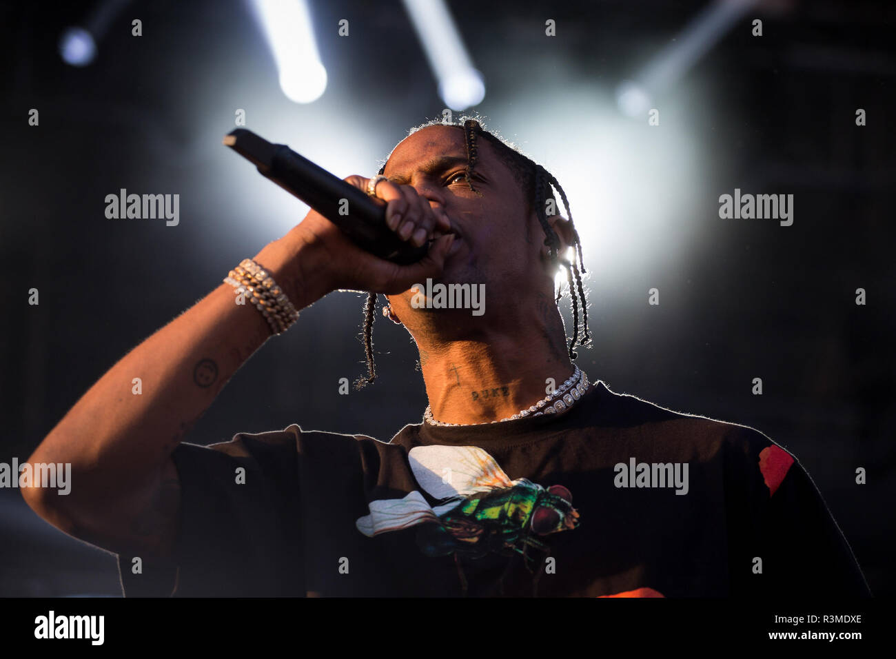 Travis Scott pendant la Cracovie Festival Live 2017 à Cracovie, Pologne, le 18 août 2017 Banque D'Images