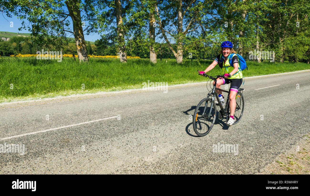 Cycliste de Middle Valley, Canterbury, île du Sud, Nouvelle-Zélande (M.) Banque D'Images