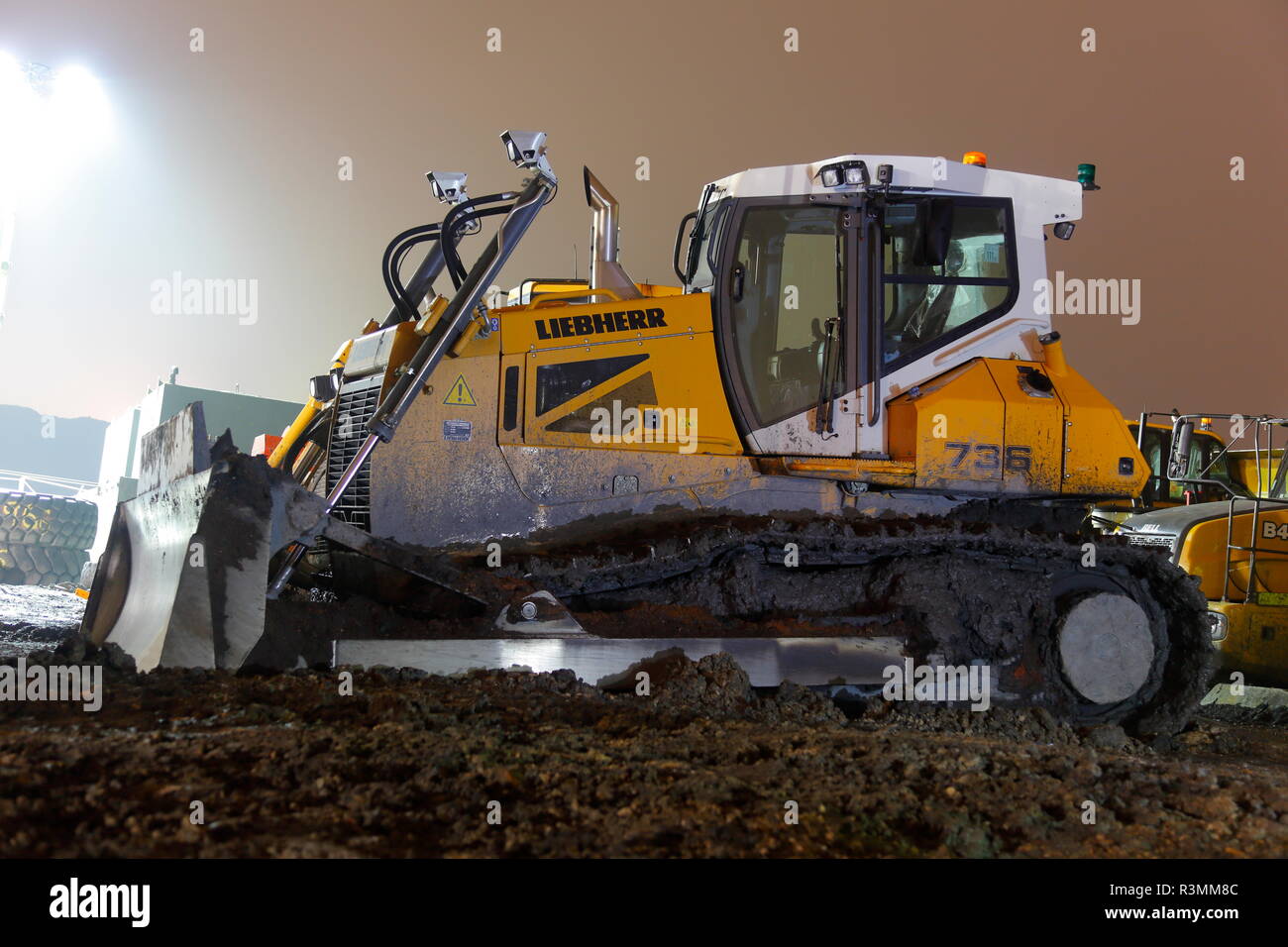 Un Recycoal 736 Liebherr sur le charbon, dans l'usine de recyclage Rossington,Doncaster qui a été démolie pour la construction de nouvelles maisons. Banque D'Images