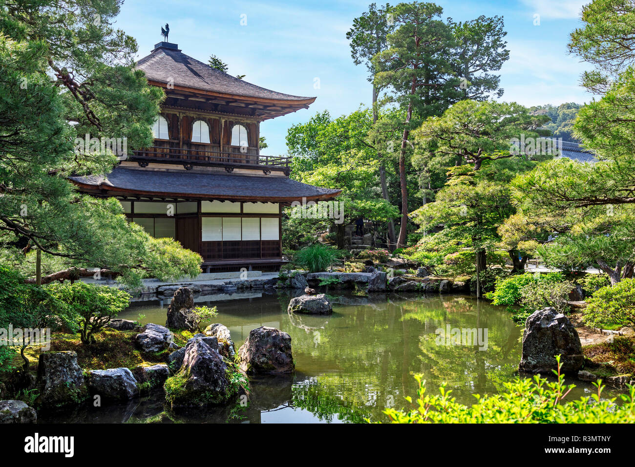 Kyoto, Japon. Ginkaku-ji, Temple du pavillon d'argent ou Jisho-ji Banque D'Images