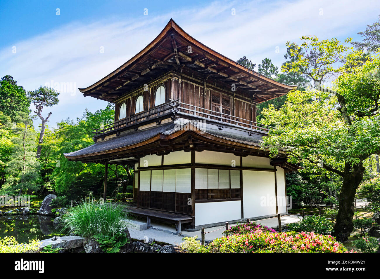 Kyoto, Japon. Ginkaku-ji, Temple du pavillon d'argent ou Jisho-ji Banque D'Images