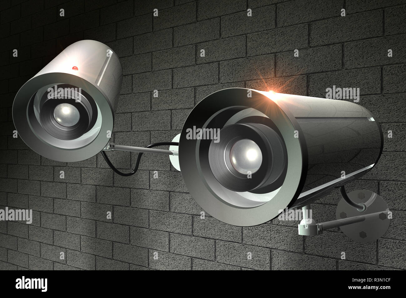Le rendu 3D de caméras de sécurité Banque D'Images