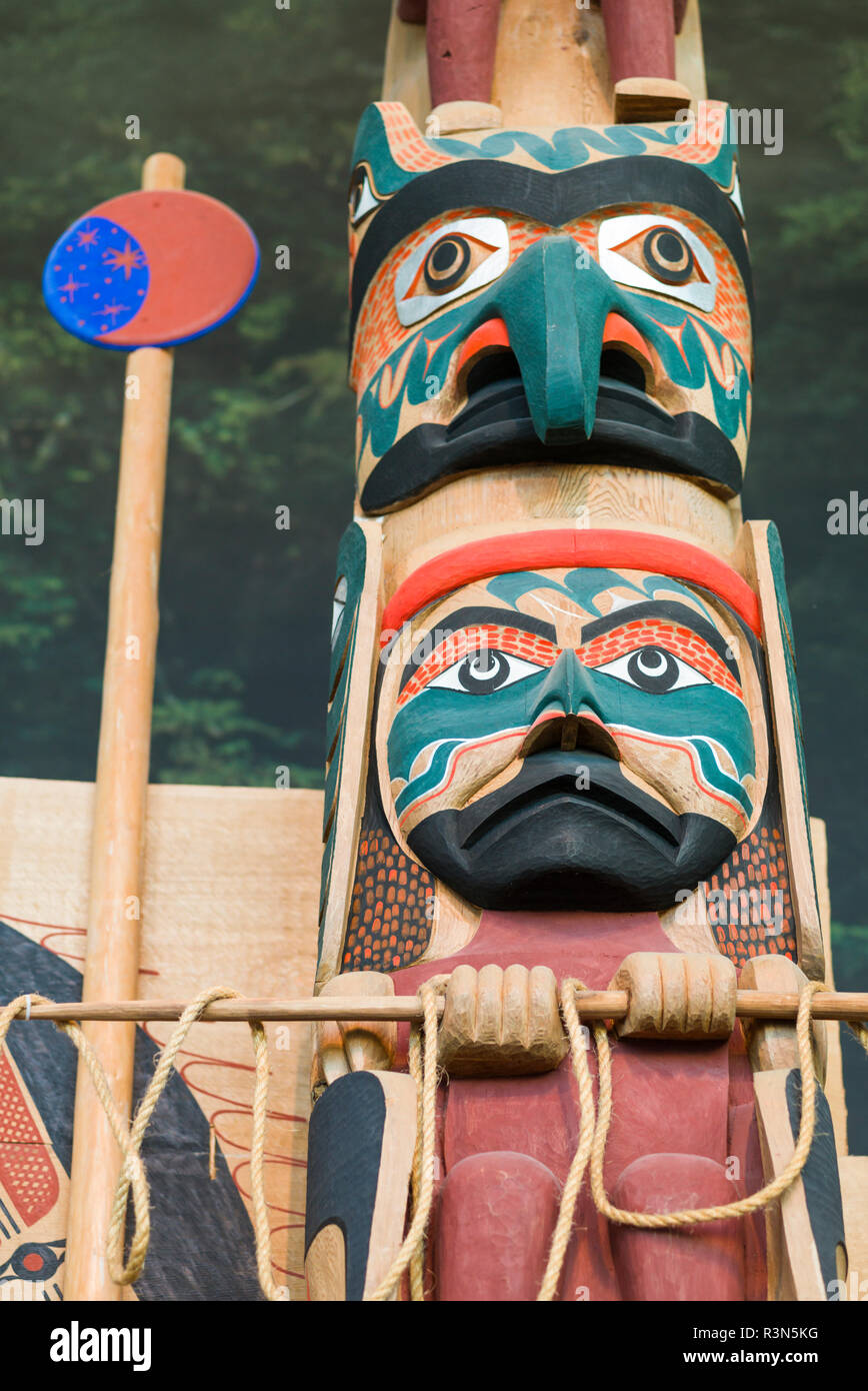 Canada, Québec, Hull-Gatineau, Musée canadien des civilisations, les Premières Nations totem détail Banque D'Images