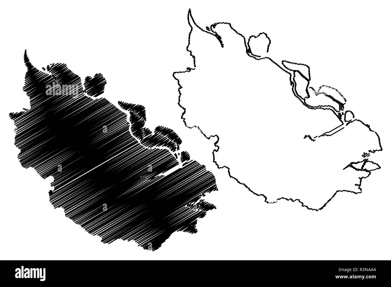 Riau (subdivisions de l'Indonésie, les provinces de l'Indonésie) map vector illustration gribouillage, croquis du Riau Illustration de Vecteur