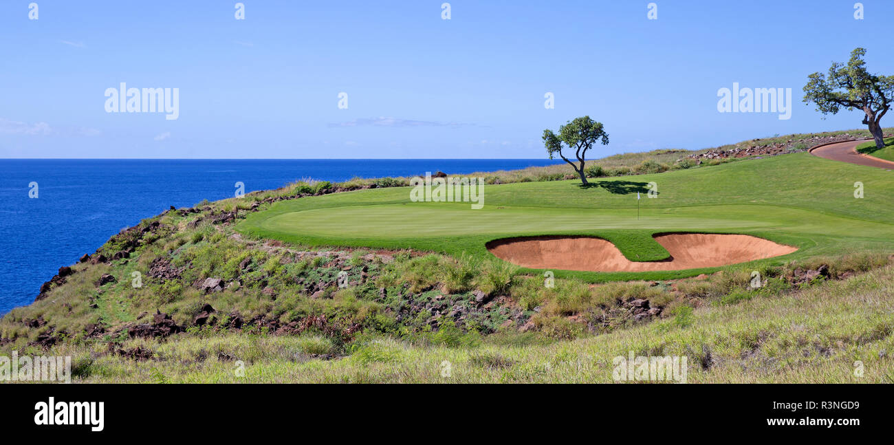 Parcours de golf sur la falaise à l'océan Banque D'Images