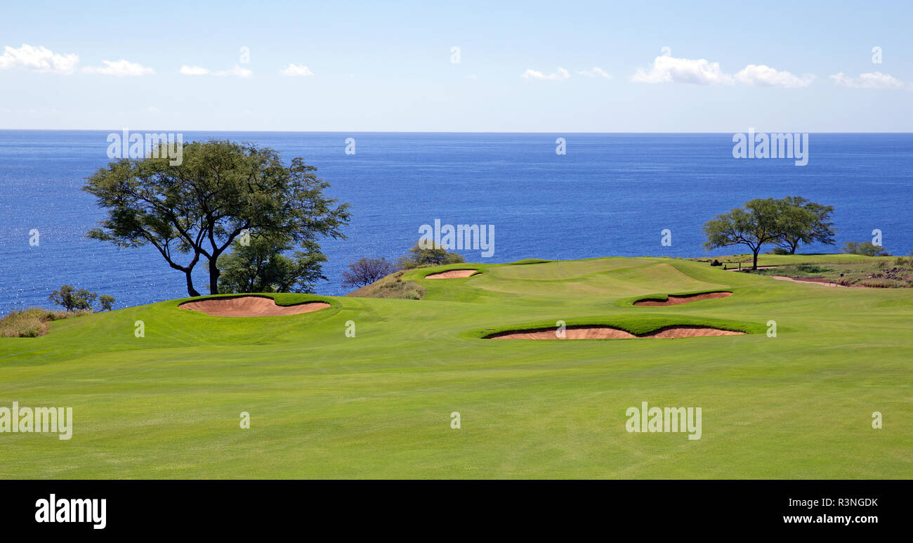 Parcours de golf sur la falaise à l'océan Banque D'Images