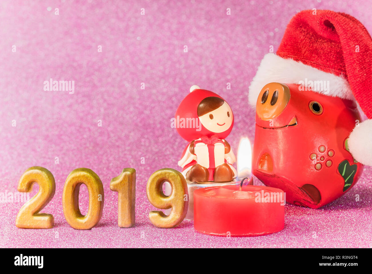 Pink Glitter Pour Les Cartes Du Nouvel An Avec Drôle De