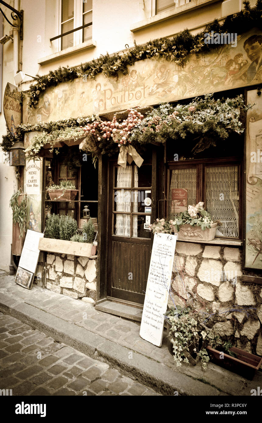 Restaurant Le Poulbot à Montmartre. Paris, France Banque D'Images