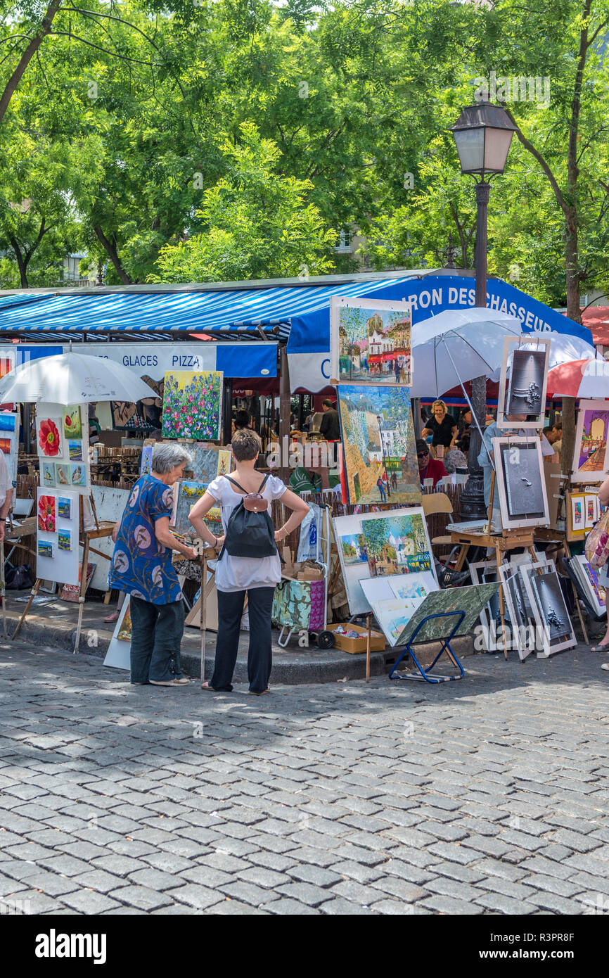 Marché de l'art, Montmartre, Paris, France Banque D'Images