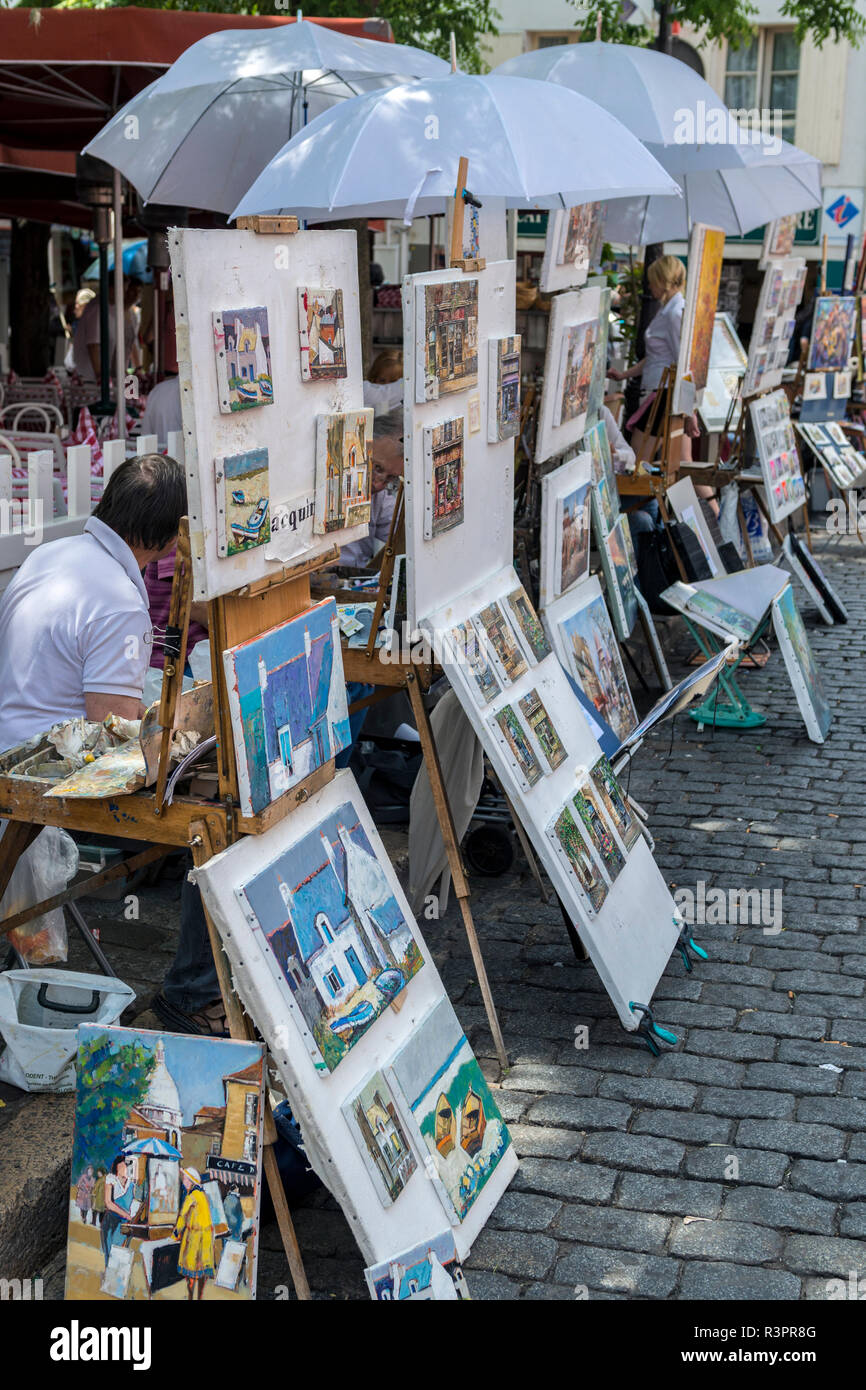 Marché de l'art, Montmartre, Paris, France Banque D'Images