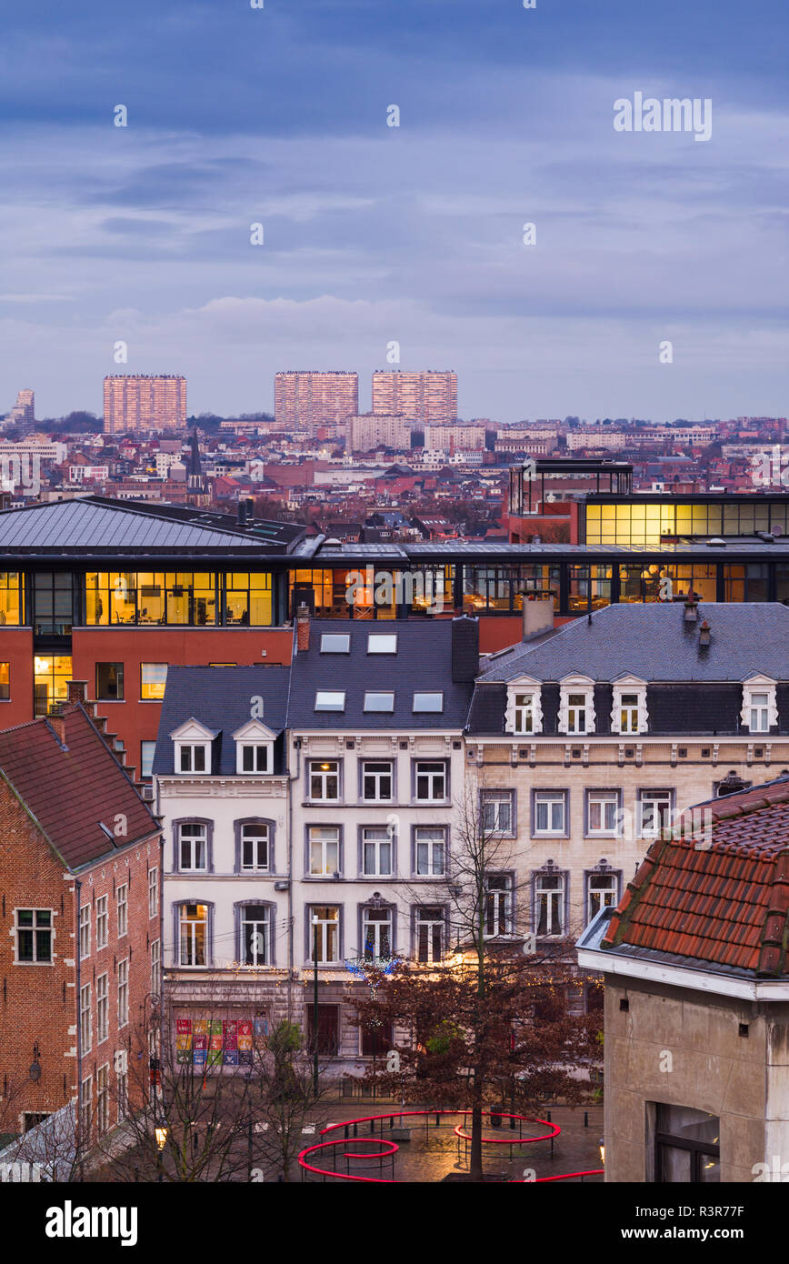 Belgique, Bruxelles. Place Poelaert, augmentation de la vue de la zone des Marolles Banque D'Images