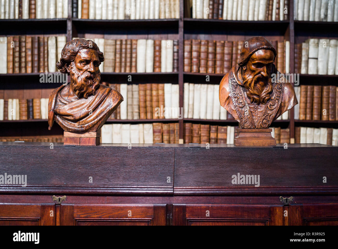 Belgique, Anvers. Plantin-Moretus musée, musée de la première imprimerie industrielle, bibliothèque, 1640 Banque D'Images