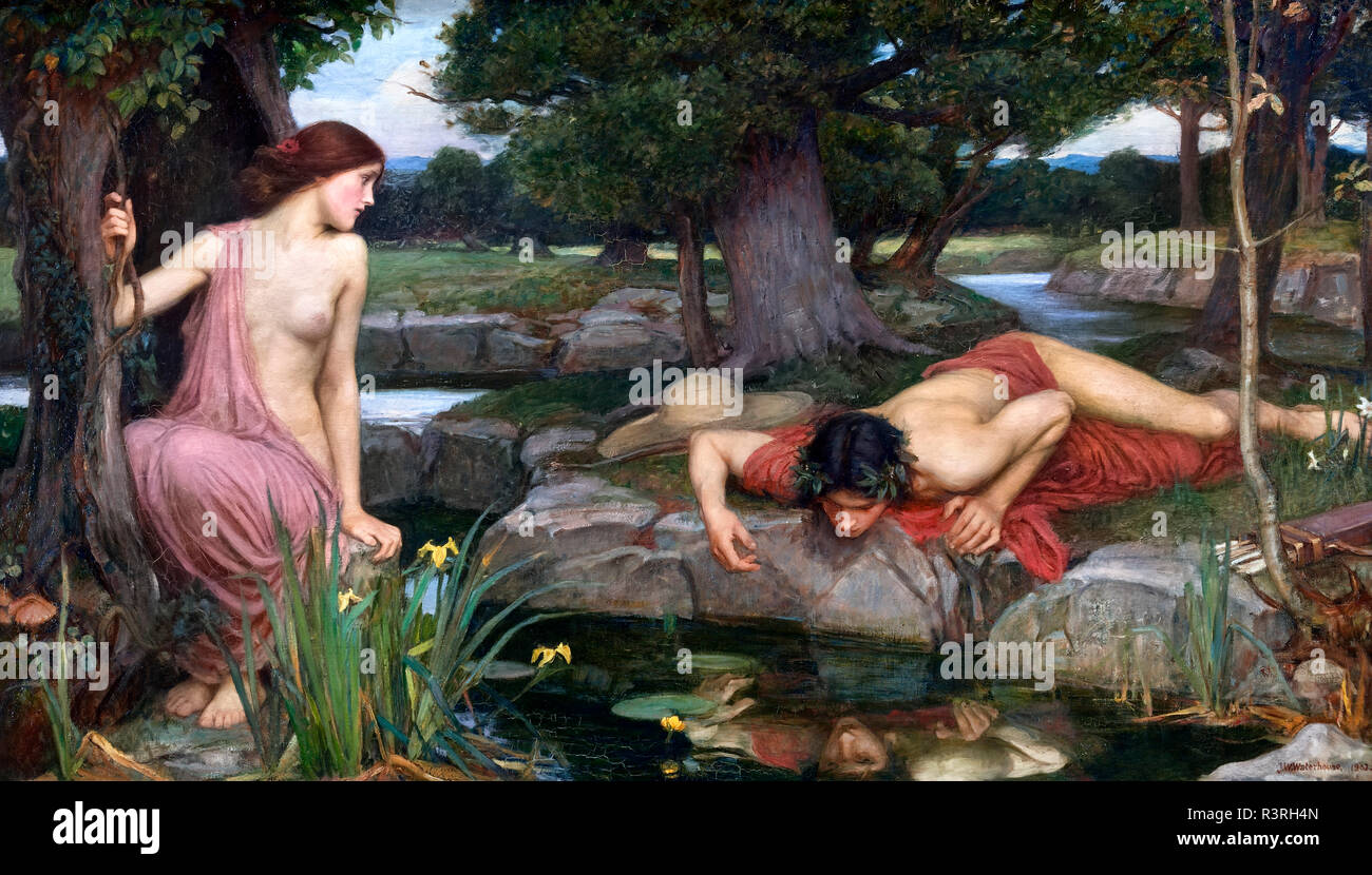 Echo et Narcisse par John William Waterhouse (1849-1917), huile sur toile 1903 Banque D'Images