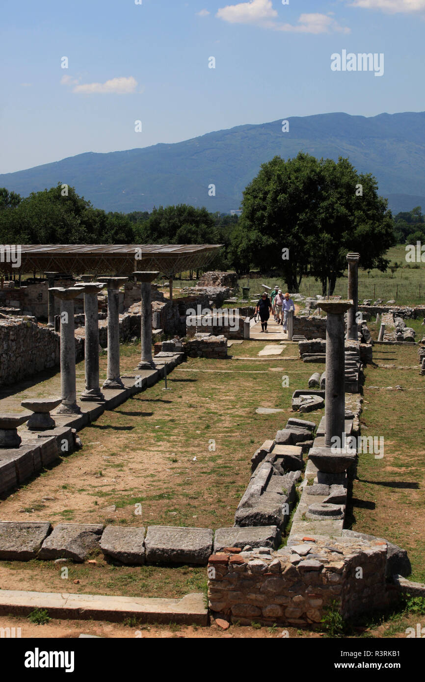 Voie romaine à Philippes près de Kavalla, Grèce. Banque D'Images