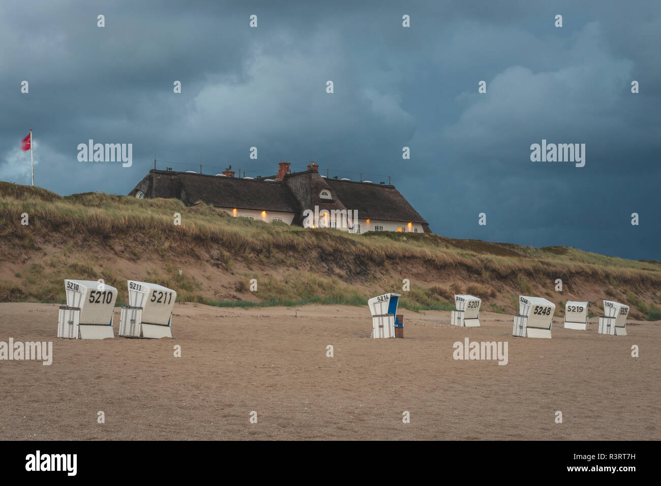 Allemagne, Schleswig-Holstein, Sylt, Rantum, maison sur la plage de l'Ouest Banque D'Images