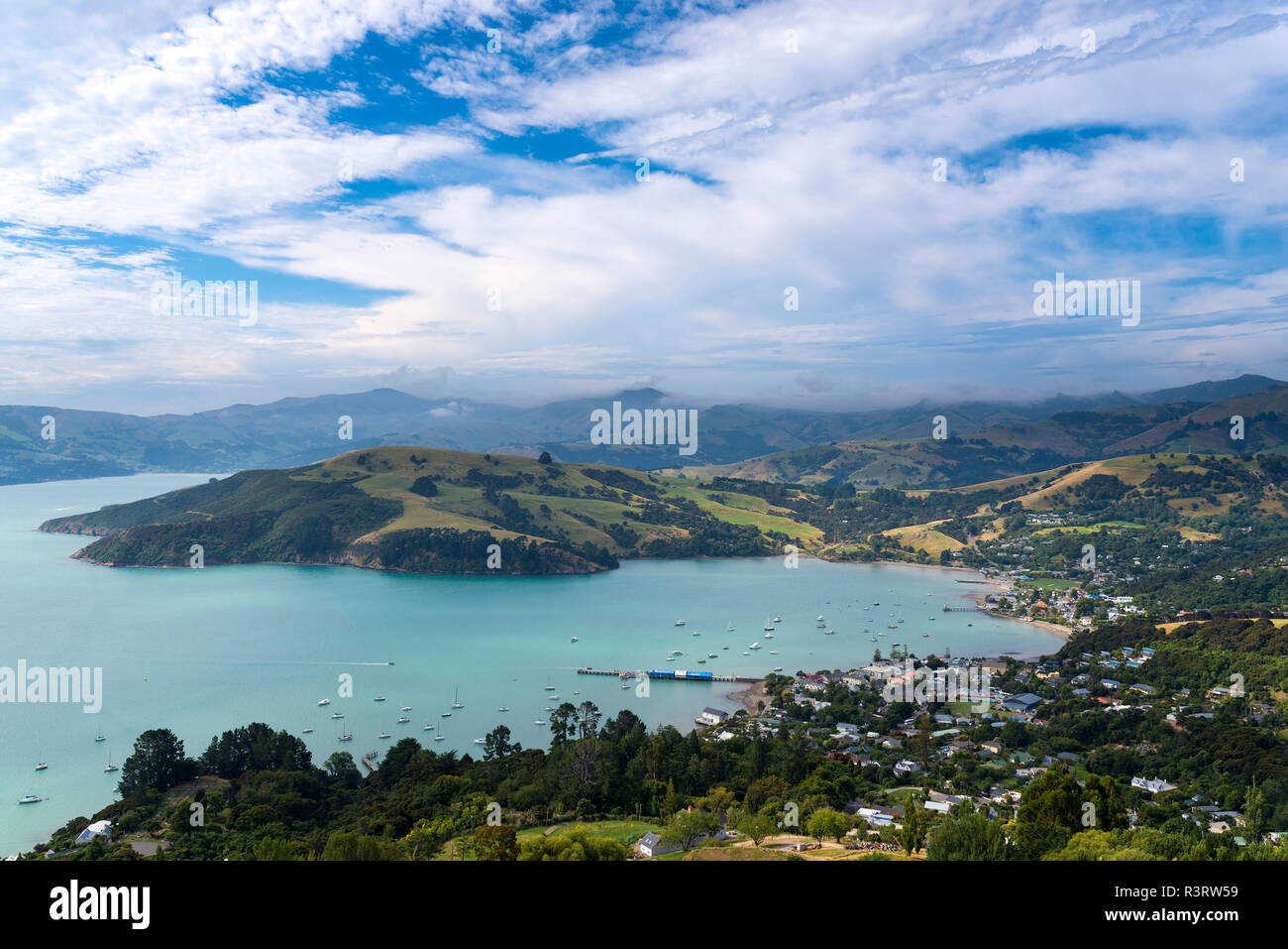 Nouvelle Zélande, île du Sud, Canterbury, la péninsule de Banks, Akaroa Harbour Banque D'Images