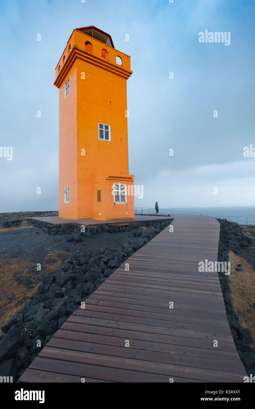 Phare de Svortuloft sur la péninsule de Snæfellsnes, l'Islande, Banque D'Images