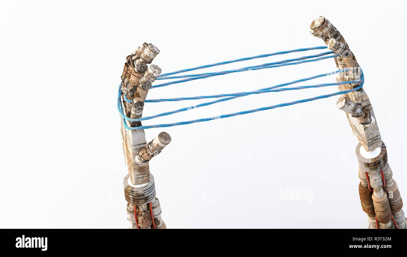 Le Rendu 3D, mains tenant Robot thraed bleu Banque D'Images