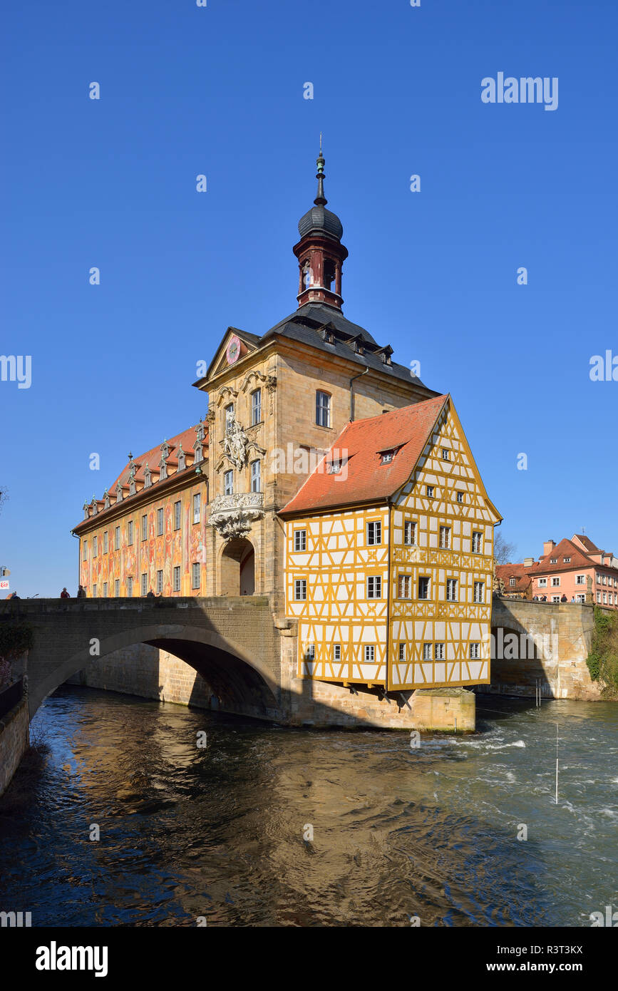 Allemagne, Bamberg, vue de l'hôtel de ville historique Banque D'Images