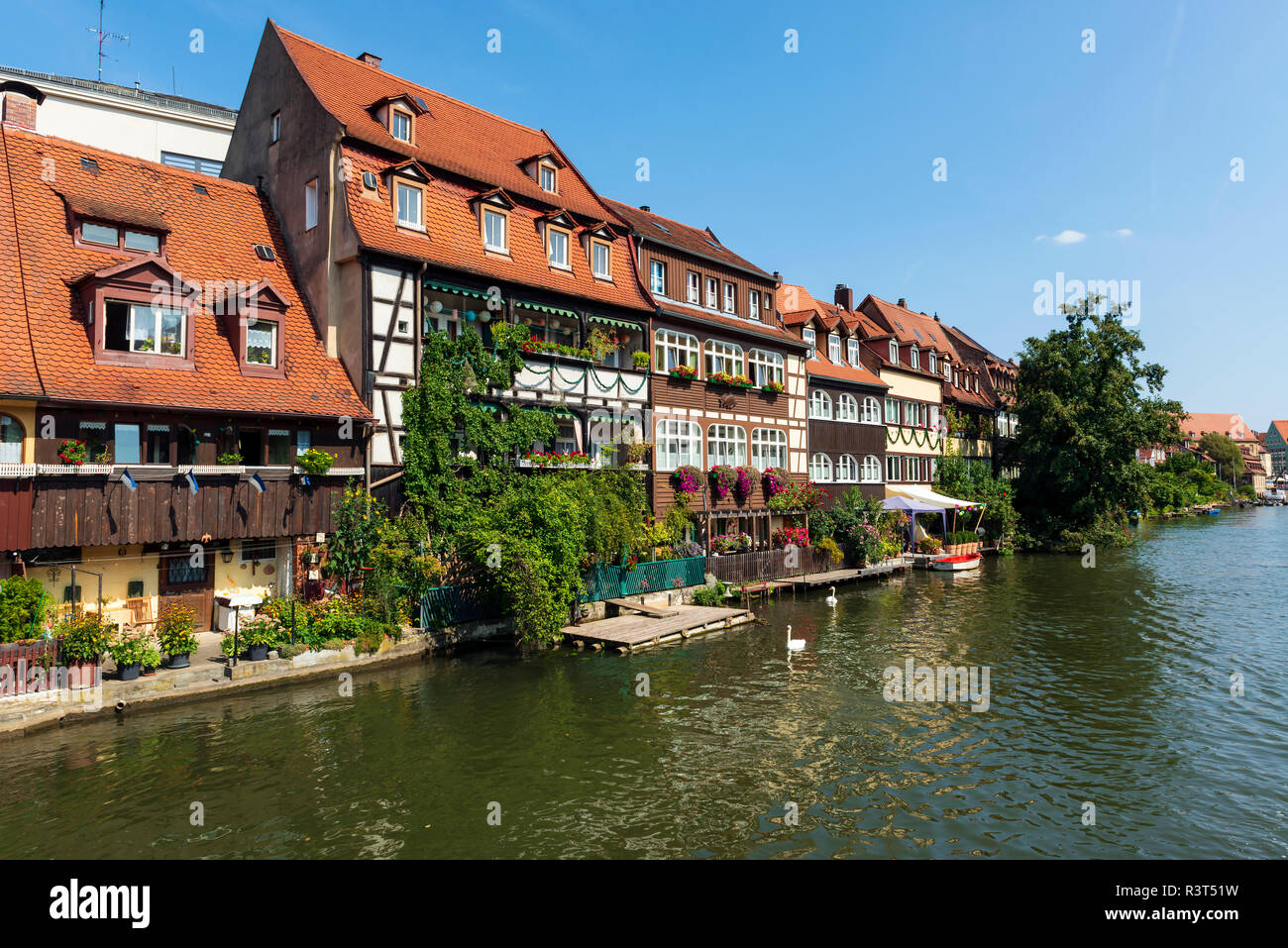 Allemagne, Bavière, Haute-Franconie, Bamberg, vue de la Petite Venise, la rivière Regnitz Banque D'Images