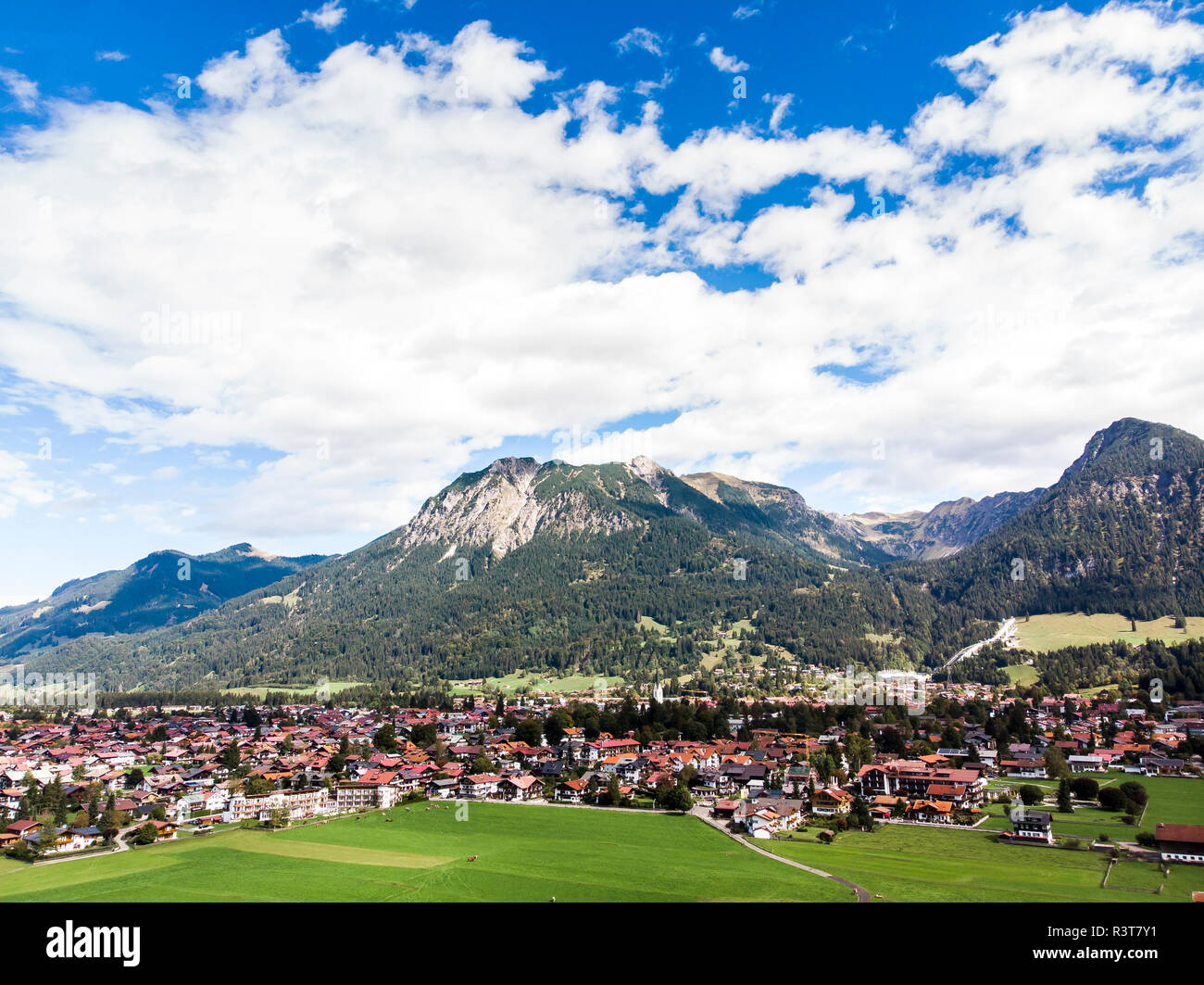 Allemagne, Bavière, souabe, vue aérienne d'Oberstdorf Banque D'Images